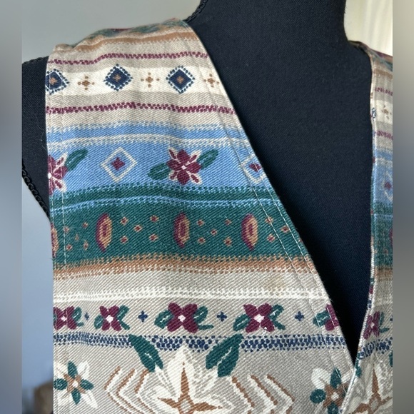 Vintage Vivaldi Jeanswear Aztec Vest Medium Austin Western Santa Fe - Picture 2 of 10